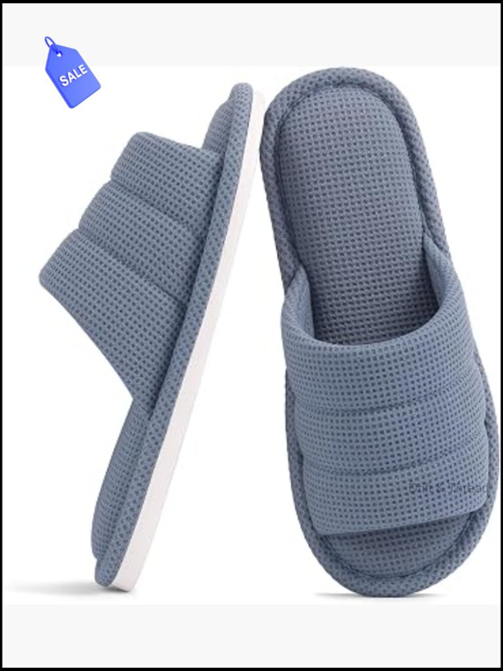 Women's Waffle Open Toe Slippers Memory Foam Breathable Washable House Slides